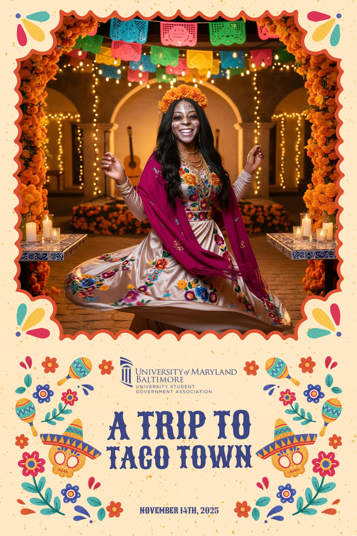 Dia de los Muertos themed AI portrait